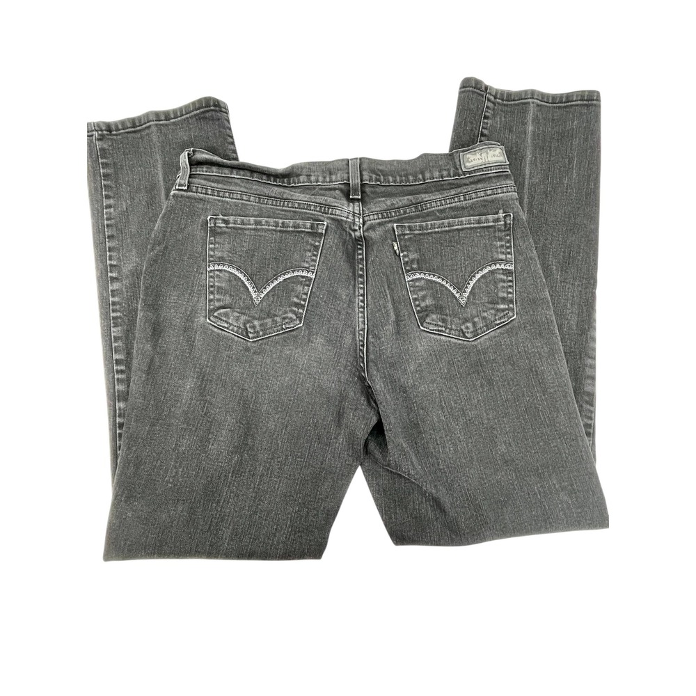 Levi's 505 Straight Leg Wms Jeans‎ Black Washed SZ 12 W31 L32 Embroidered Pocket